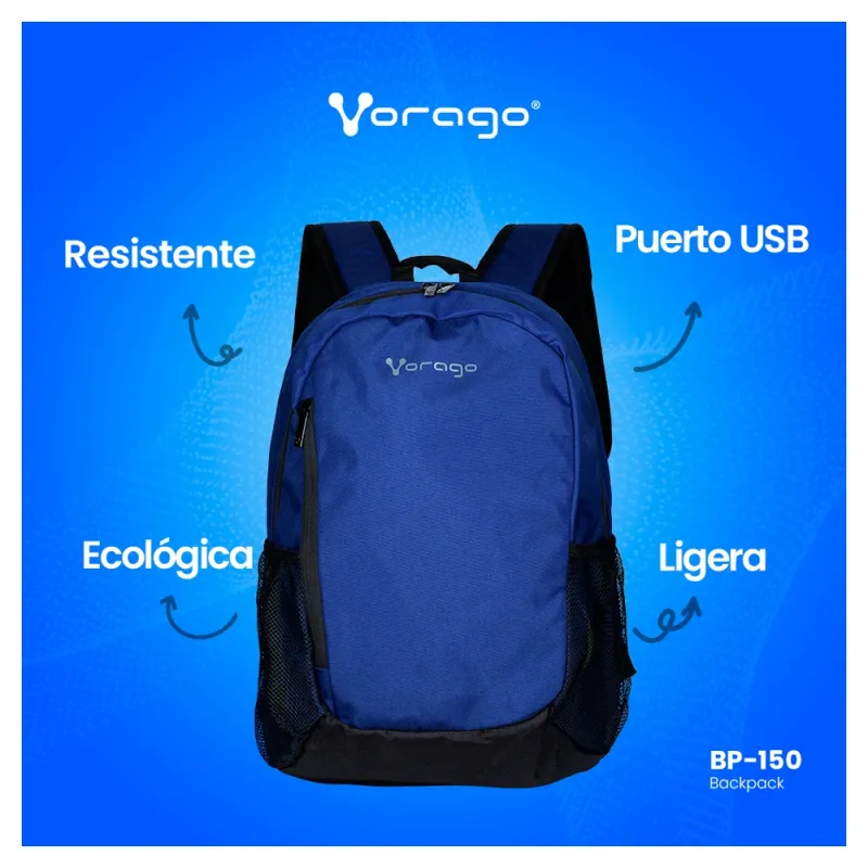 Mochila Vorago BP-150 - 15.6" - Azul con Negro - BP-150-BL