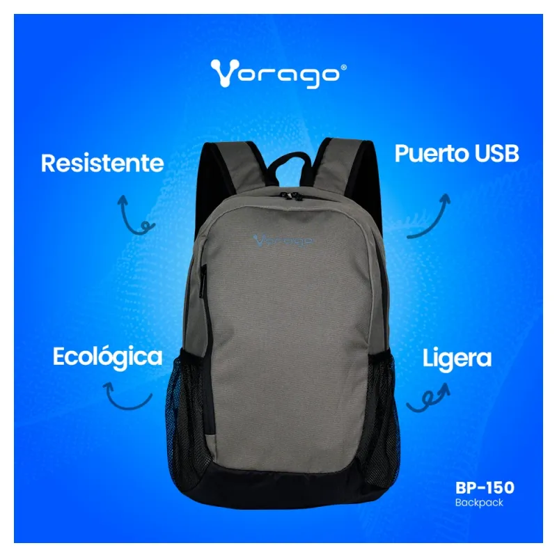 Mochila Vorago BP-150 - 15.6" - Gris con Negro - BP-150-GR