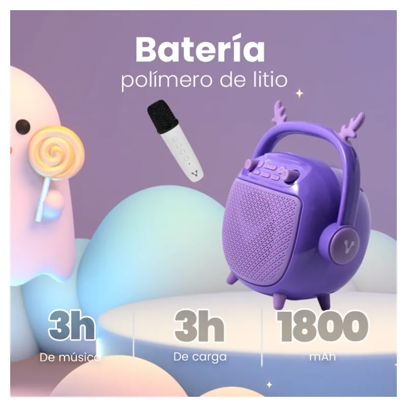 Bocina Vorago BSP-205 - Bluetooth/MSD/USB/3.5 mm - Micrófono con Modos de Voz - Púrpura - BSP-205