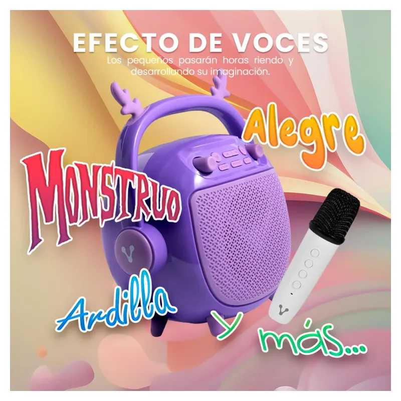 Bocina Vorago BSP-205 - Bluetooth/MSD/USB/3.5 mm - Micrófono con Modos de Voz - Púrpura - BSP-205