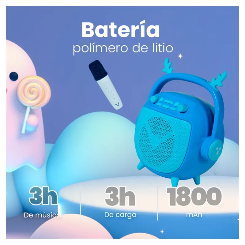 Bocina Portátil Vorago BSP-205 - Bluetooth - Azul - BSP-205-BL