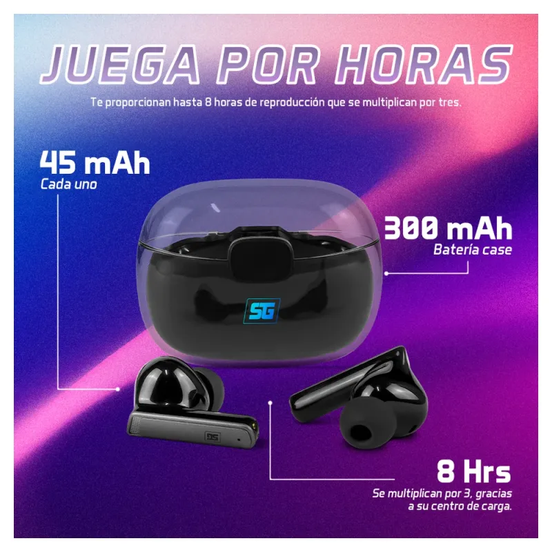 Auriculares Vorago EARPHONES TWS 301 PRO - Inalámbrico - Bluetooth - Micrófono - Negro - ESB-301-PRO