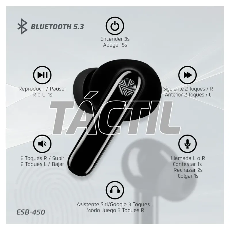 Auriculares Vorago ESB-450 - Inalámbrico - Bluetooth - ESB-450-BK