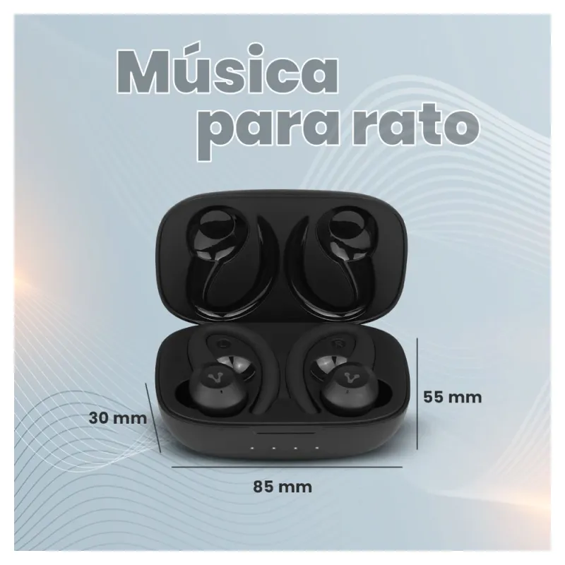 Auriculares Vorago Earbuds BT 500 PLUS - Inalámbrico - Bluetooth - Micrófono - Negro - ESB-500-PLUS