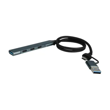 Hub USB Vorago HU-205 - 1x USB-A - 3x USB-C - Gris - HU-205