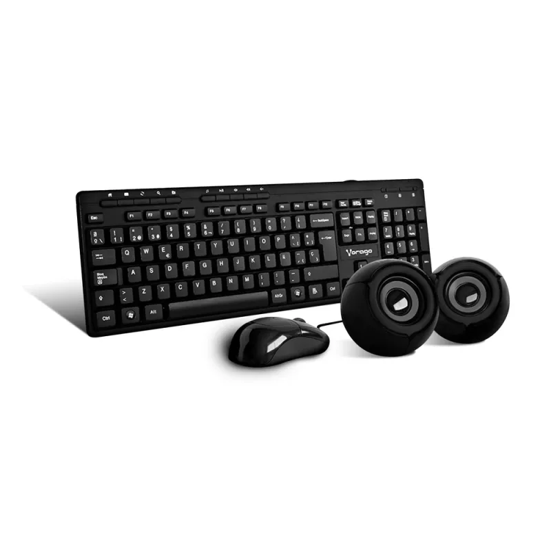 Kit De Teclado Mouse Y Bocinas Vorago Kms 104 Alámbrico Negro - Kms-104