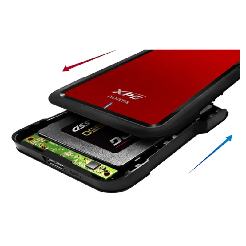 Gabinete Adata Ex500 2.5p Usb 3.1 Sata 3 Hdd/Ssd Rojo - AEX500U3-CRD