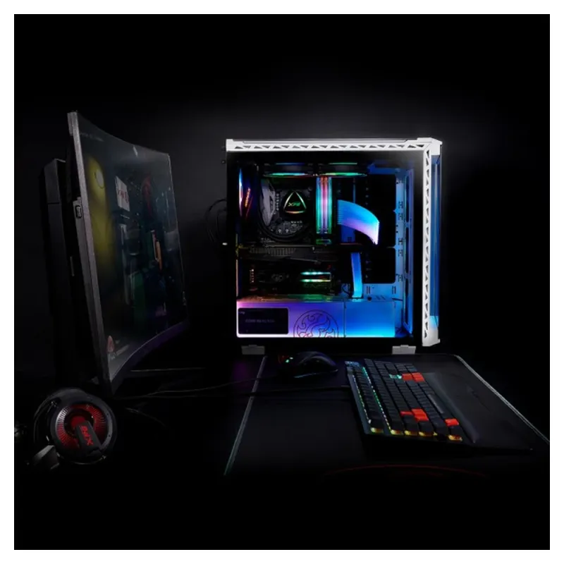 Gabinete Gamer ADATA XPG BATTLECRUISER - Media Torre - ATX/Mini-ITX/Micro-ATX/E-ATX - 3x Ventilador Frontal - Negro - BATTLECRUISER-BKCWW