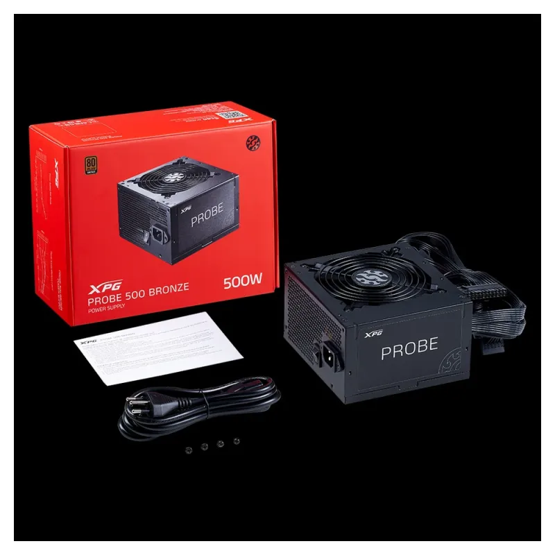 Fuente de poder ADATA XPG PROBE - 500W - ATX - 24-Pines - Molex - PCI-Express - PROBE500B-BKCUS