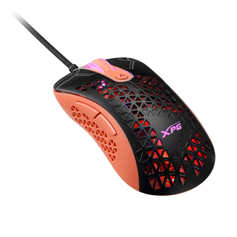 Mouse Gamer ADATA XPG SLINGSHOT MERA - Alambrico - 6 Botones - Negro con Rosa - SLINGSHOT-BK/OGCWW