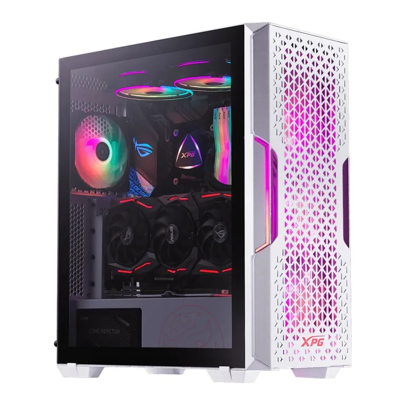 Gabinete Gamer ADATA XPG STARKER AIR - Media Torre - ATX/Micro ATX/Mini ITX - 2 Ventiladores - Panel Lateral - Blanco - STARKERAIR-WHCWW