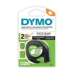 Cinta Dymo LetraTag 12mm x 4m Negro sobre Blanco Modelo 10697
