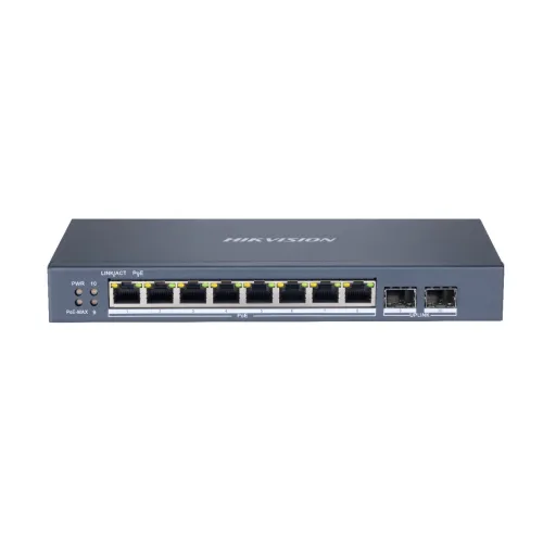 Switch HIKVISION DS-3E1510P-SI - Gigabit Ethernet - 8 Puertos -PoE+ - 2 SFP - Gestionado - Producto para Soluciones Empresariales - DS-3E1510P-SI