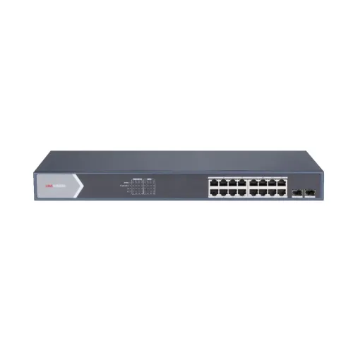 Switch HIKVISION DS-3E1518P-SI - Gigabit Ethernet - 16 Puertos PoE+ - 2 SFP - Gestionado - Producto para Soluciones Empresariales - DS-3E1518P-SI
