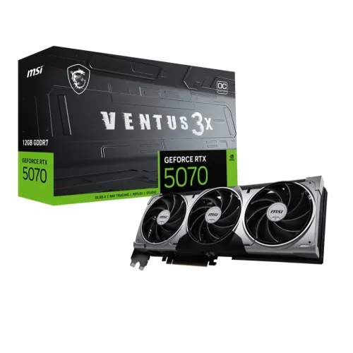 Tarjeta de Video MSI RTX 5070 12GB GDDR7 Ventus 3X OC con 3 Ventiladores