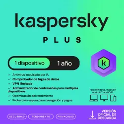 Licencia Antivirus Esd Kaspersky Plus 1 Año 1 Dispos - KL1042ZDAFS Licencia Antivirus Esd Kaspersky Plus 1 Año 1 Dispos - KL1042ZDAFS