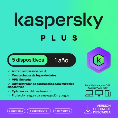 Licencia Antivirus Esd Kaspersky Plus 1 Año 5 Dispos - KL1042ZDEFS
