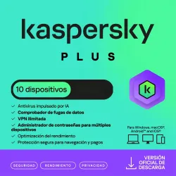 Licencia Antivirus Esd Kaspersky Plus 1 Año 10 Dispositivos 5 Cuentas Kpm - KL1042ZDKFS
