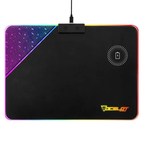 Mouse Pad Gamer Ocelot Rígido Rgb Carga Inalámbrica Usb Color Negro Modelo Ompr01