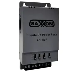 Fuente de Poder Regulable SAXXON PSU1205A - Metálica - Conexión de Hasta 4 Canales - Voltaje de Ajuste 12V 13V o 15V CC - Salida de Hasta 5 Amp en los 4 Canales - Instalación en Pared - PSU1205A Fuente de Poder Regulable SAXXON PSU1205A - Metálica - Conexión de Hasta 4 Canales - Voltaje de Ajuste 12V 13V o 15V CC - Salida de Hasta 5 Amp en los 4 Canales - Instalación en Pared - PSU1205A