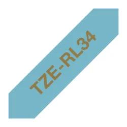 Cinta Brother TZE-RL34 Dorado Sobre Azul Tela Satinada Sin Adhesivo para PTD210 12mm x 4m Cinta Brother TZE-RL34 Dorado Sobre Azul Tela Satinada Sin Adhesivo para PTD210 12mm x 4m