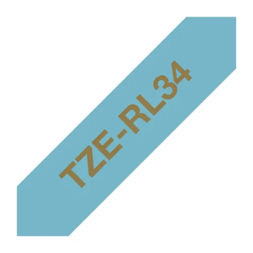 Cinta Brother TZE-RL34 Dorado Sobre Azul Tela Satinada Sin Adhesivo para PTD210 12mm x 4m Cinta Brother TZE-RL34 Dorado Sobre Azul Tela Satinada Sin Adhesivo para PTD210 12mm x 4m